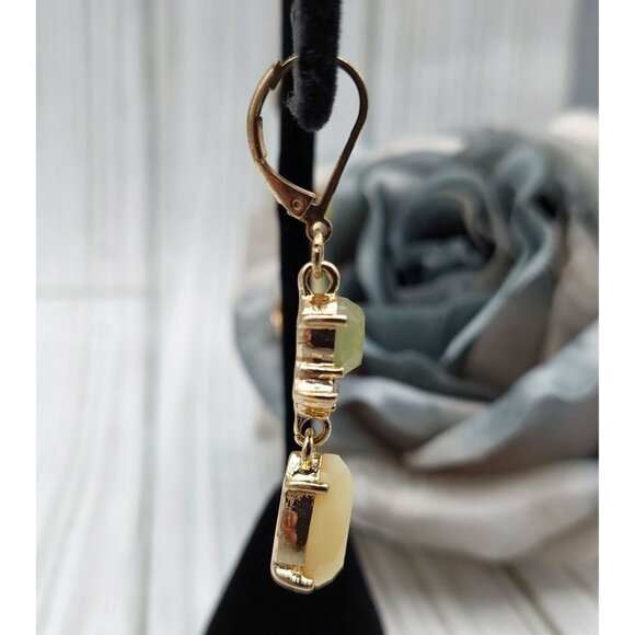 Anne Klein Gold Tone Rhinestone Beaded Collar Necklace & Dangle Earrings Set 19" - Picture 10 of 12